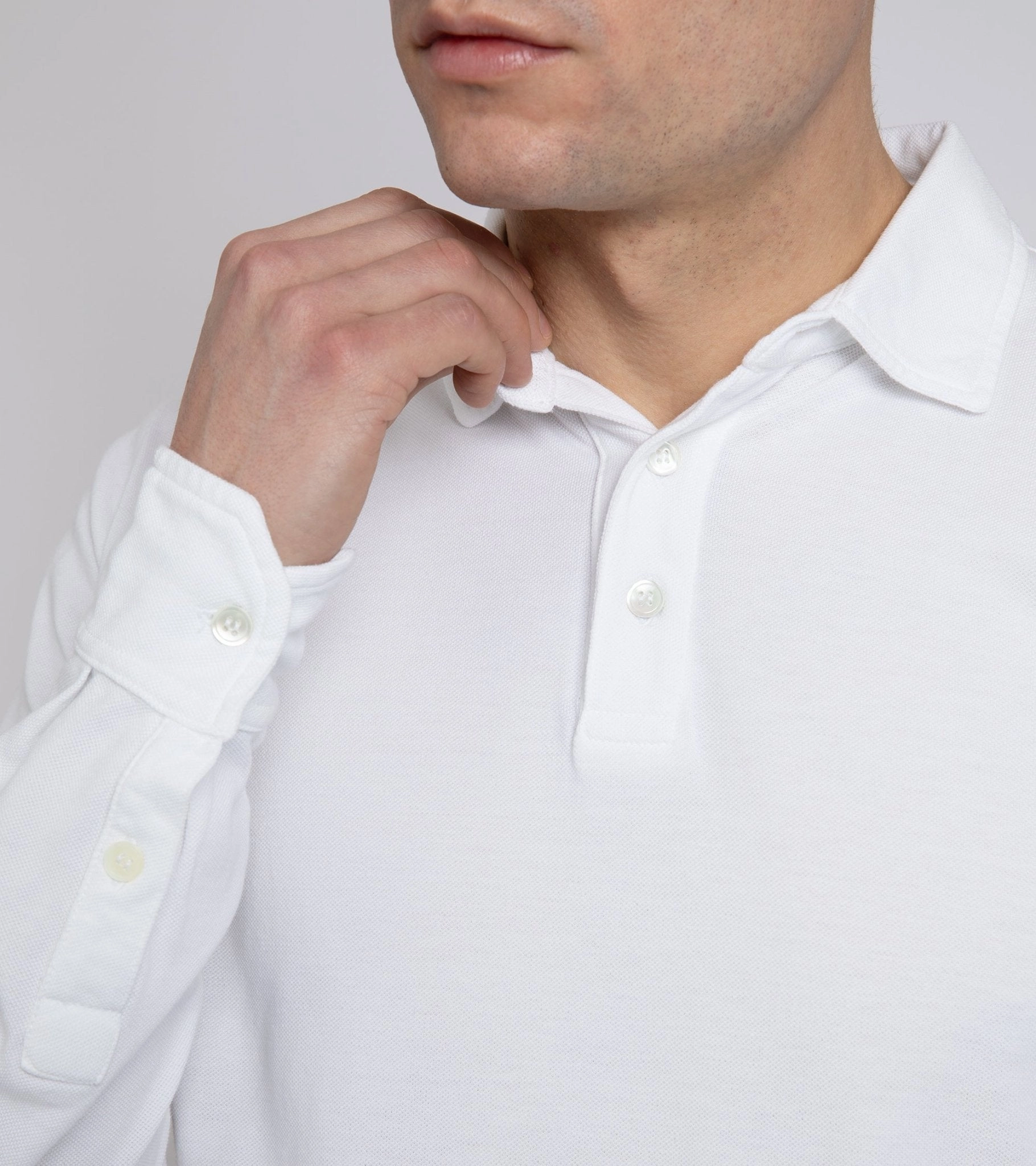 Fashion Comfort Office Attire Trunk Moxon Long Sleeve Polo Shirt: White