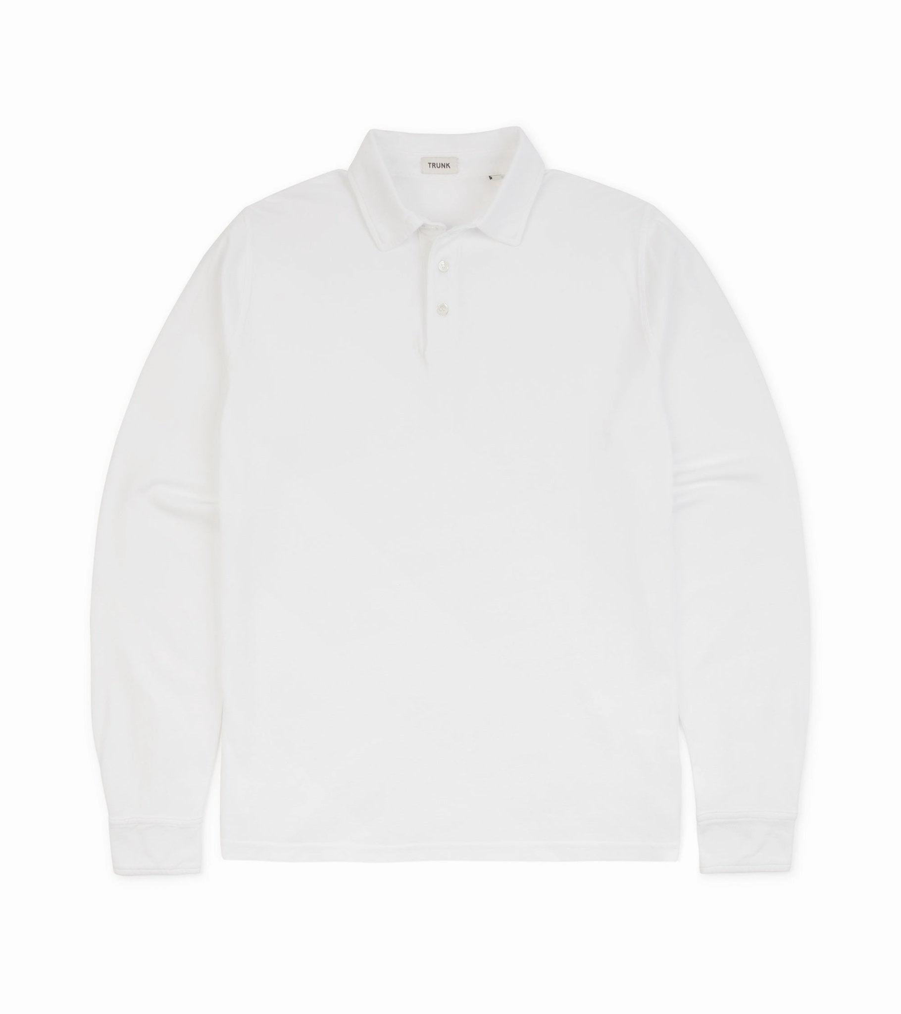 Durable Fabric Trunk Moxon Long Sleeve Polo Shirt: White