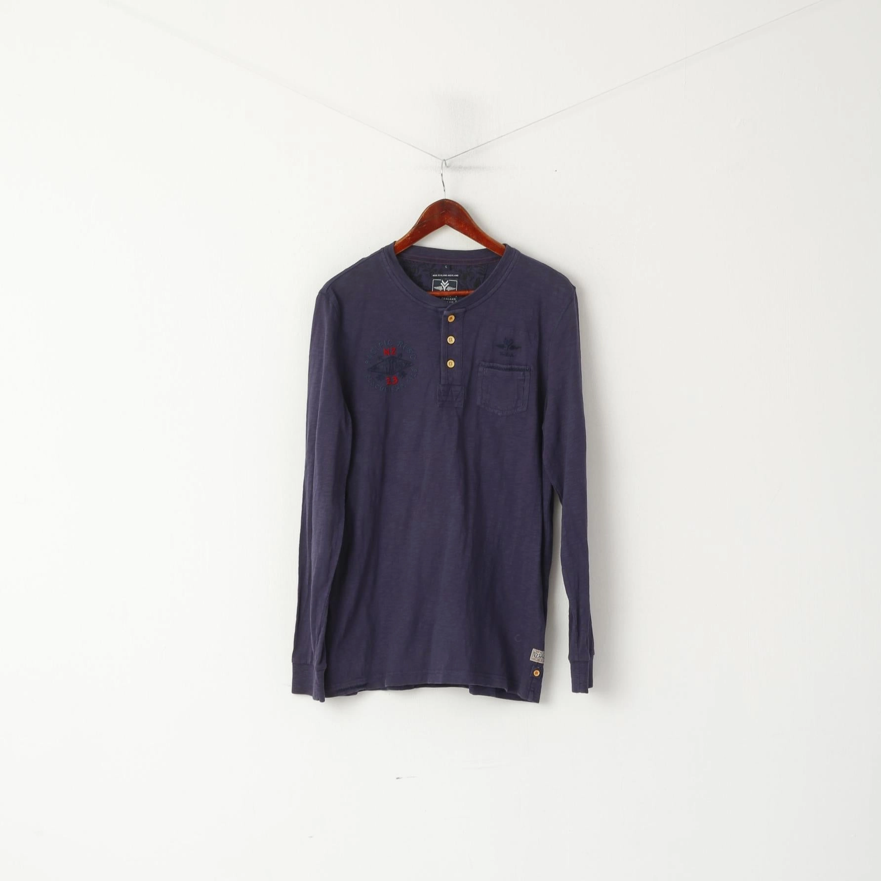 Performance Fit Wear New Zealand Auckland Men L Shirt Navy Pacific Rescue Cotton Long Sleeve Top