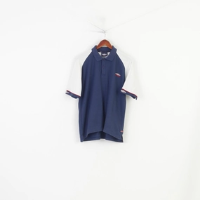 Simple Chic Umbro Men M 38 Polo Shirt Navy Cotton Sport Short Sleeve Vintage Top