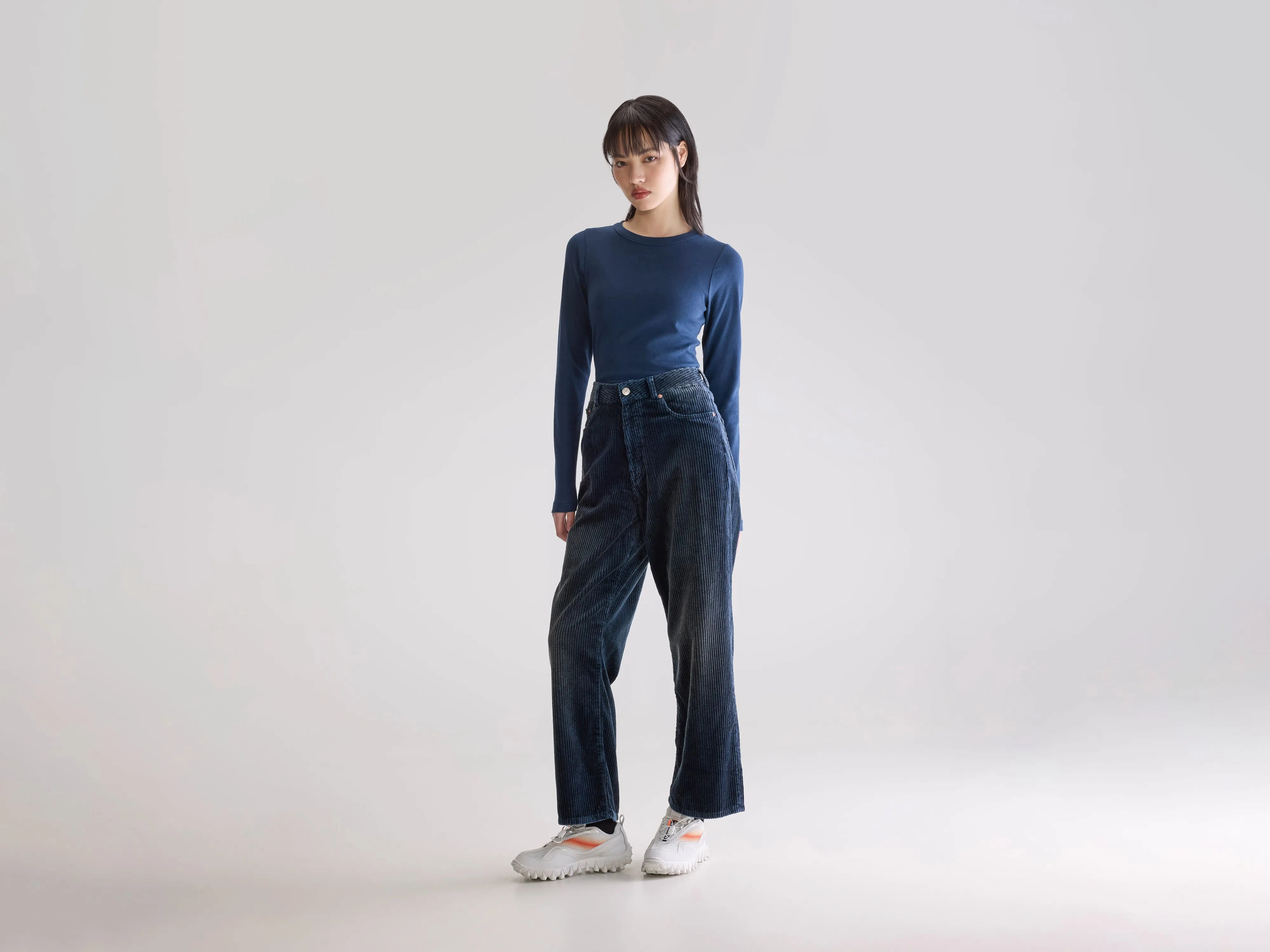 Denim N. 61 wide jeans (252 / W / BLACK BLUE) Couple Look Lightweight Sharp Silhouette