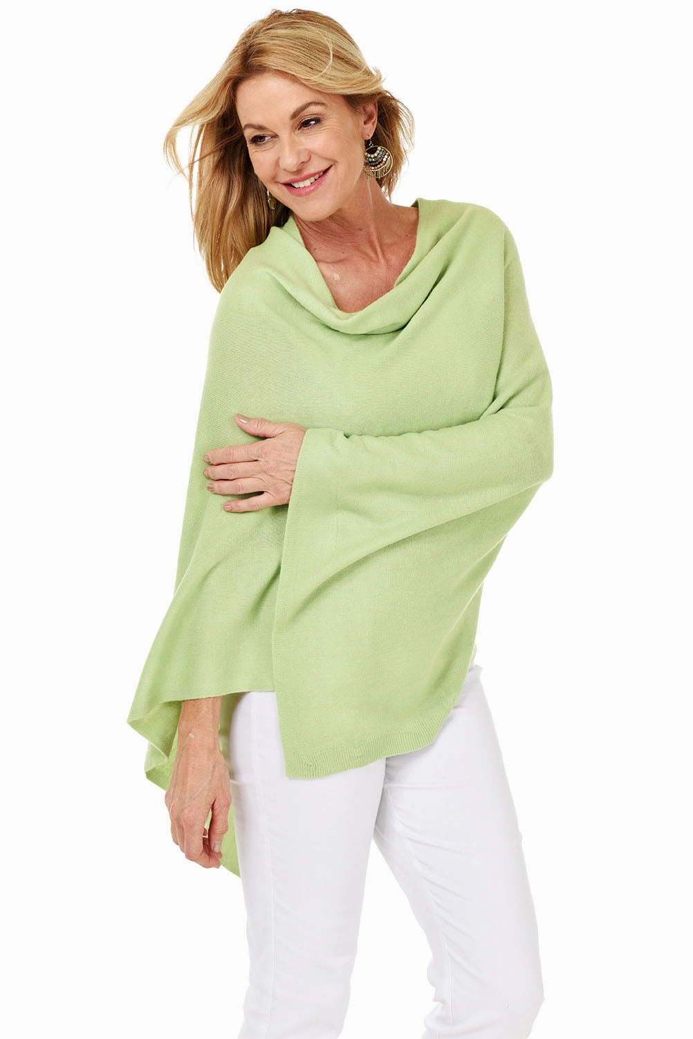Ribbed Detailing ShapeRetention Fabric Lightweight Popover Poncho