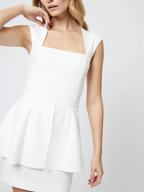 Whisper Peplum Mini Dress Elegant Detail