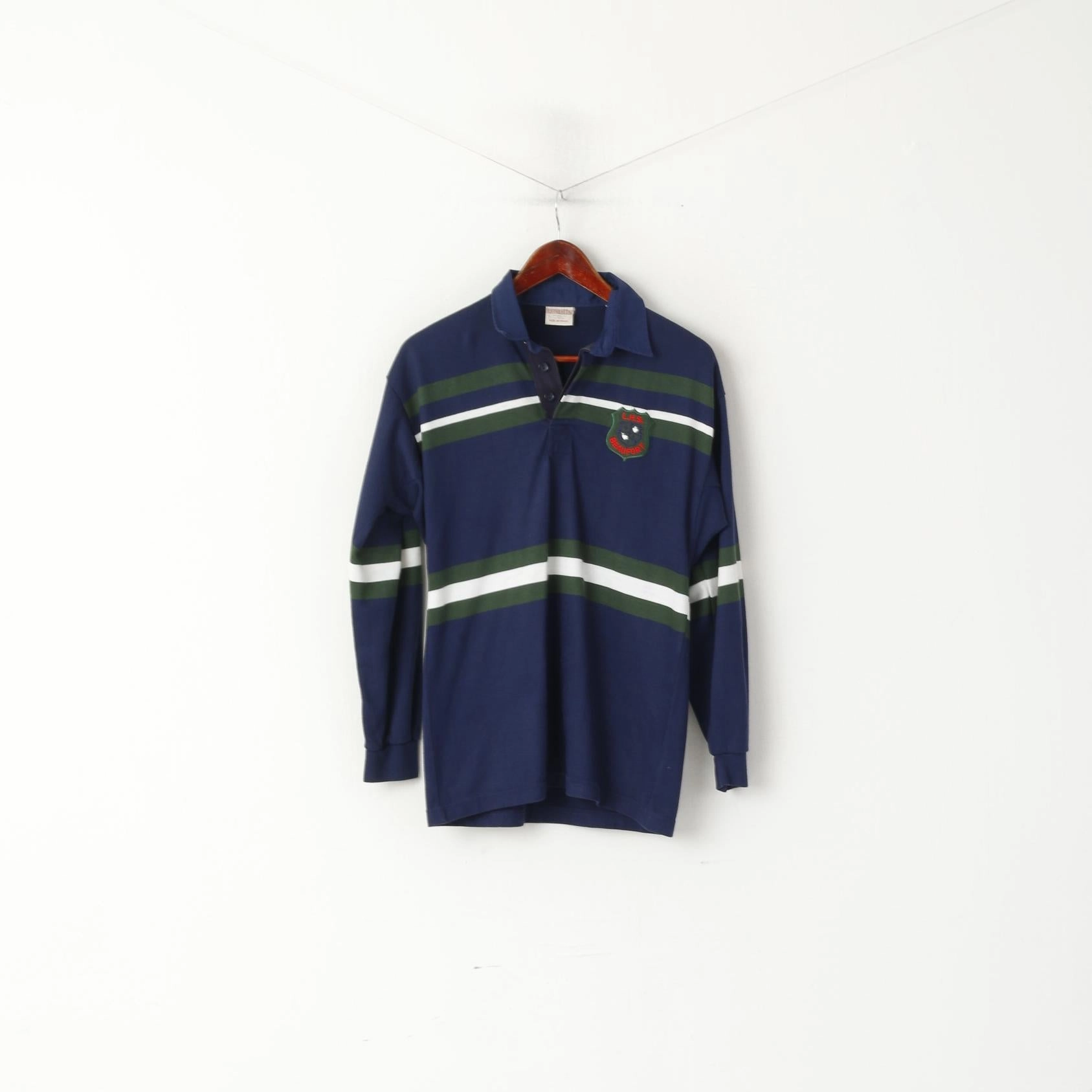 O' Neills Men 36" S Polo Shirt Navy L.H.S. Beaufort Striped Long Sleeve Top Sweater Low Profile Collar Street Casual Look