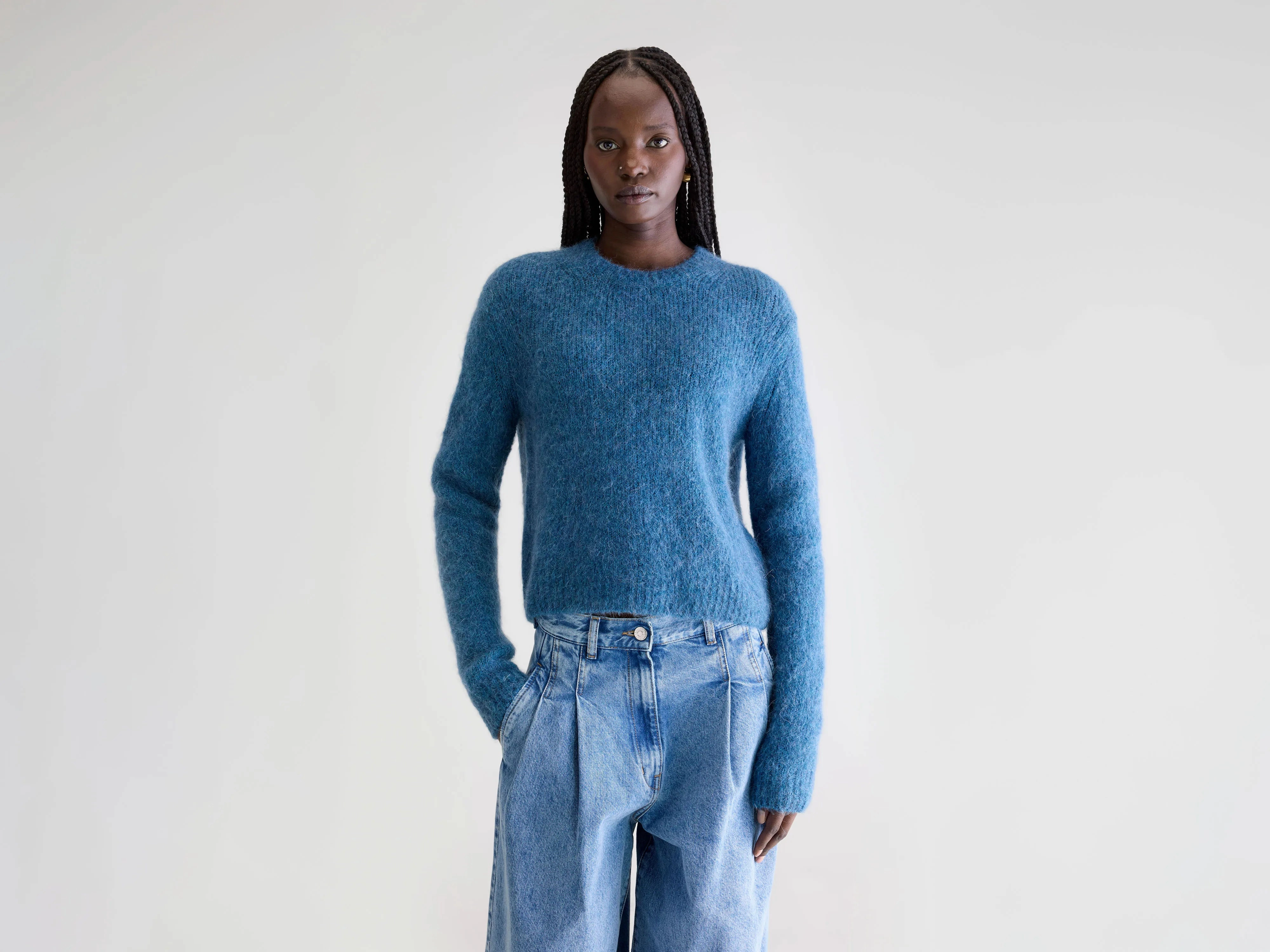 Recycled Polyester Thread Anco crewneck sweater (252 / W / BLUE JEANS)
