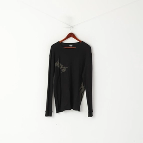 Winterland Classic Rock Men L Long Sleeved Shirt Black KISS Band Music Stretch Top Sustainable Dye Process