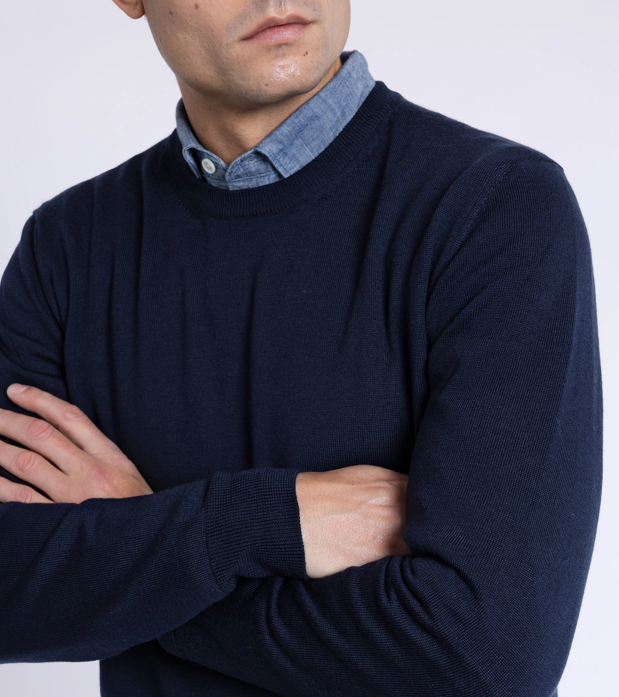 Trunk Harley Merino Crew Neck Sweater: Navy Fresh Warmth