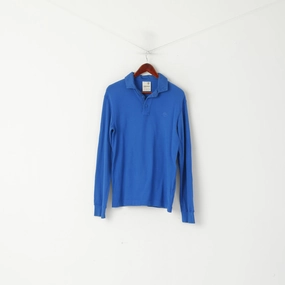 Timberland Men S Polo Shirt Blue Cotton Long Sleeve Stretch Plain Top Casual Active