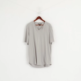 Kenneth Cole Men XXL Shirt Grey Striped Soft Thin Material Cotton Summer Top Chic Comfort Style Quick Slip