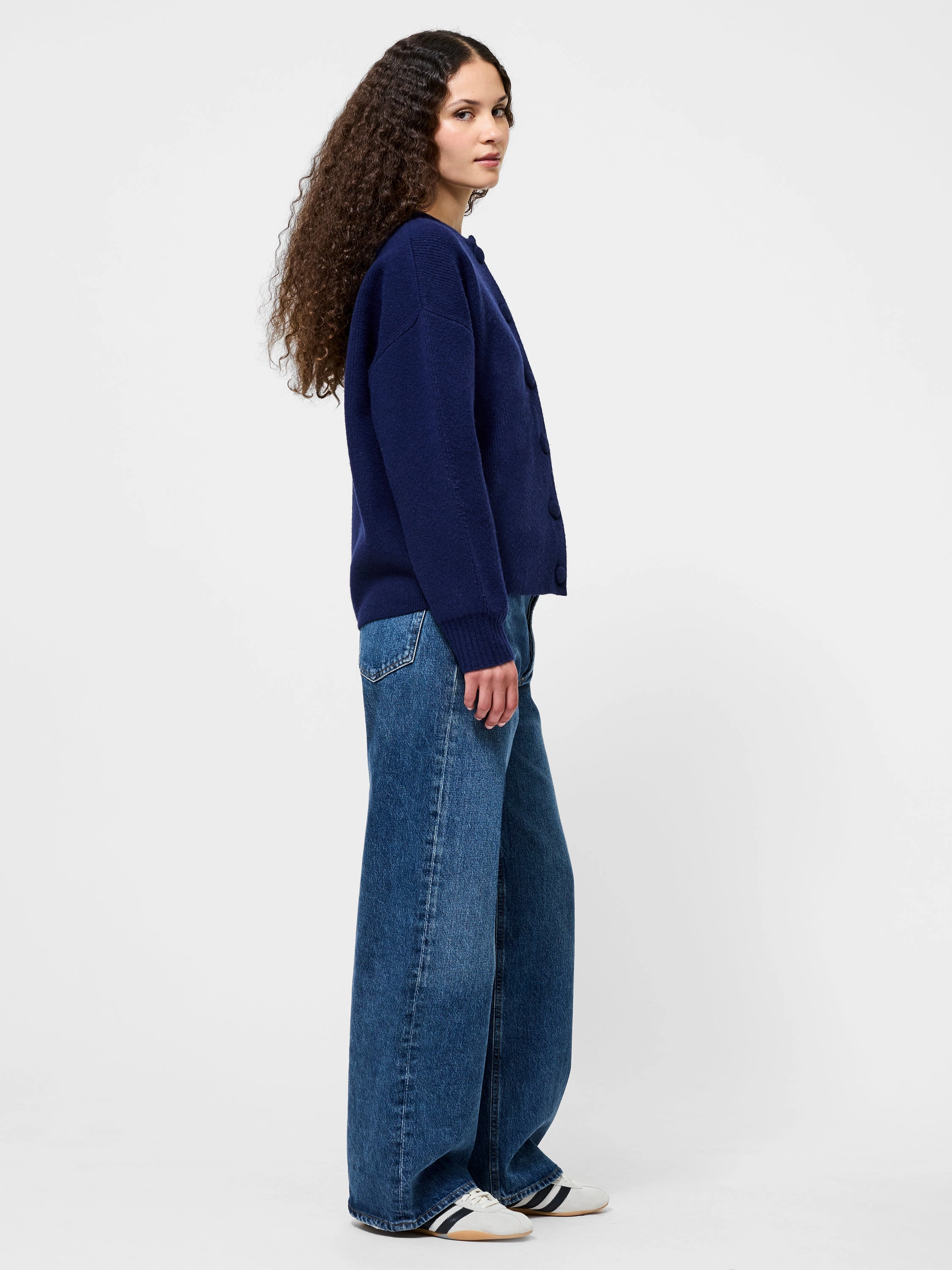 Elastic Edging Layered Knit Riddley Knit Drop Shoulder Cardigan