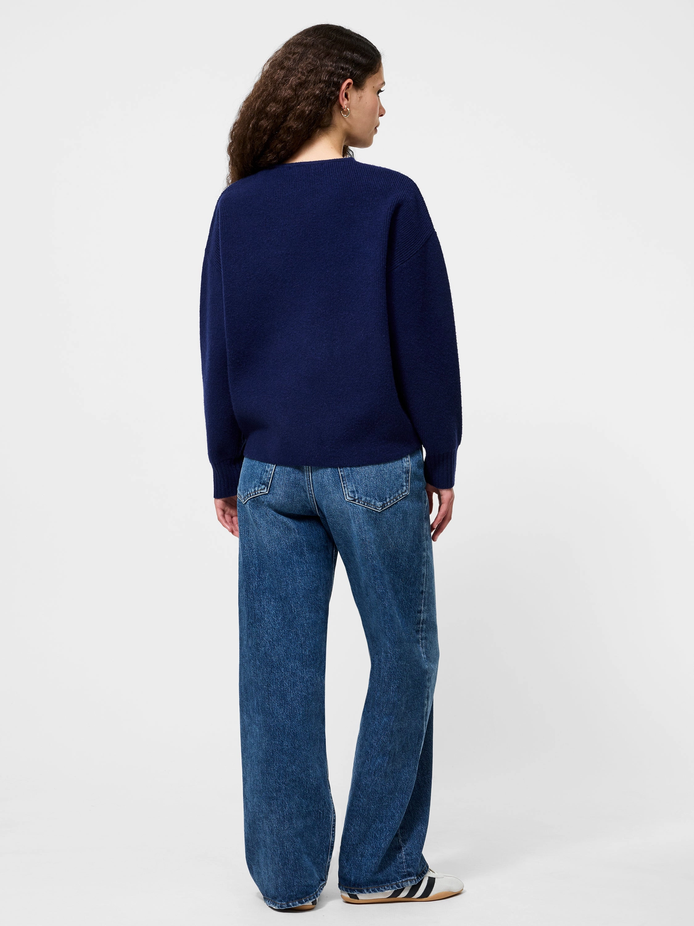 Minimalist Stitching Ribbed Structure Riddley Knit Drop Shoulder Cardigan