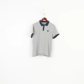 Day-to-Day Comfort Comfy Flex Ringspun Men L S Polo Shirt Grey Cotton Button Neck Short Sleeve Vintage Top