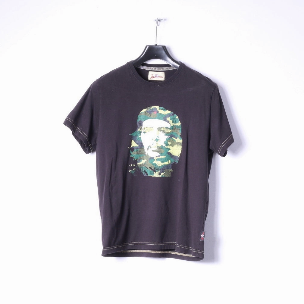 Joe Browns Men M (S) T-Shirt Black Cotton Graphic Soldier Army Crew Neck Top Perfect Fit fade resistant color
