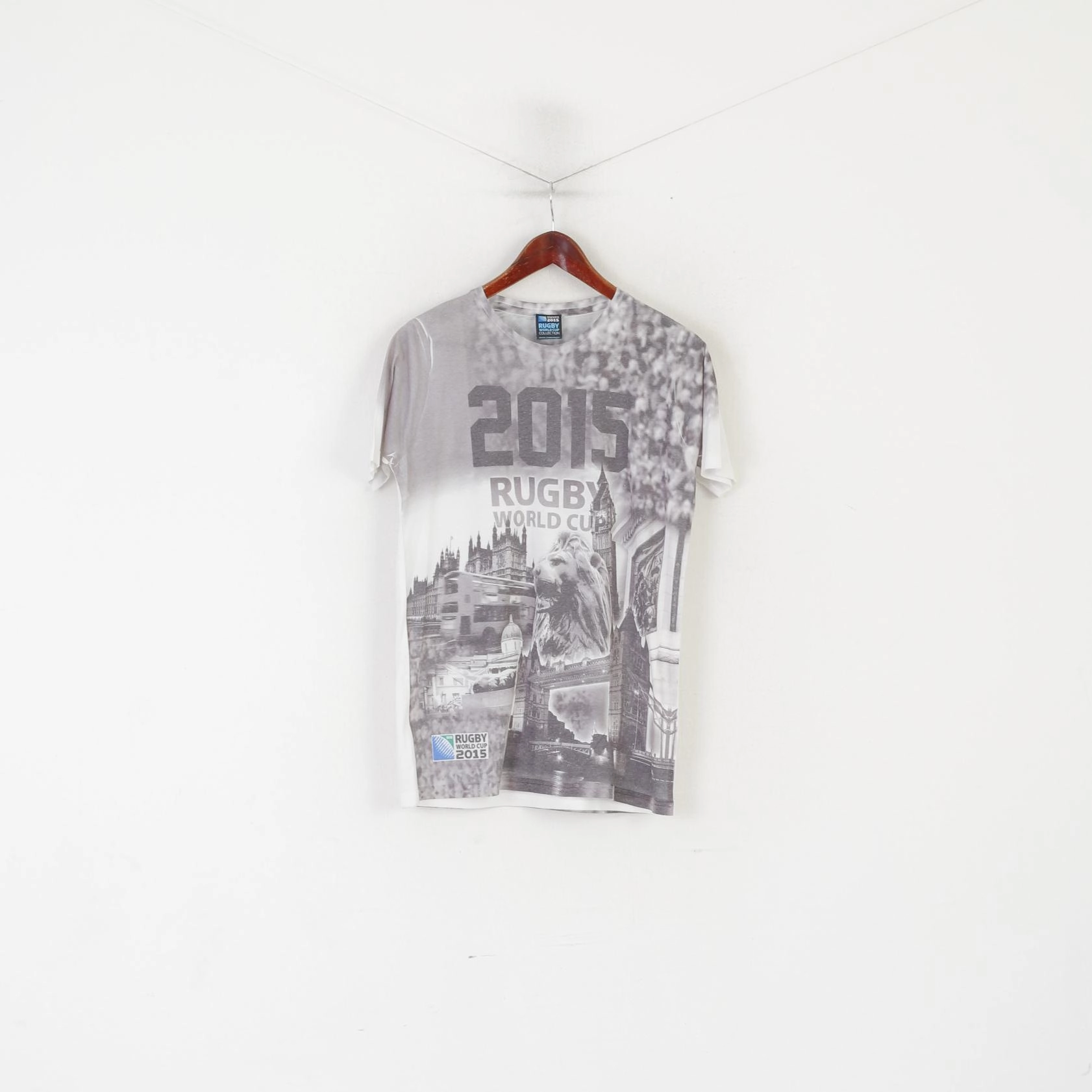 Soft and Cozy Reinforced Neckline Rugby World Cup 2015 Men S Shirt Grey Graphic London IRB Licensed Sport Top