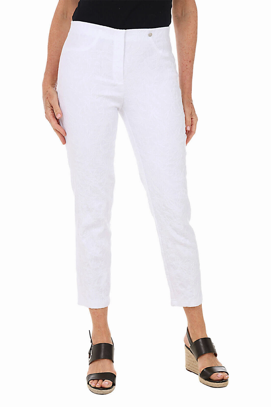 Floral Jacquard Pull-On Ankle Pant Flexible shape