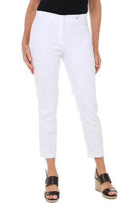 Anti Pilling Floral Jacquard Pull-On Ankle Pant