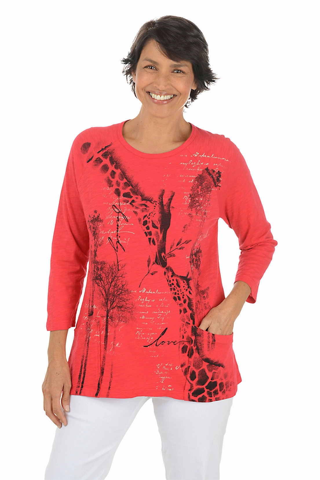 Safari Mineral Wash Double Pocket Knit Top Reinforced Shoulder Seams