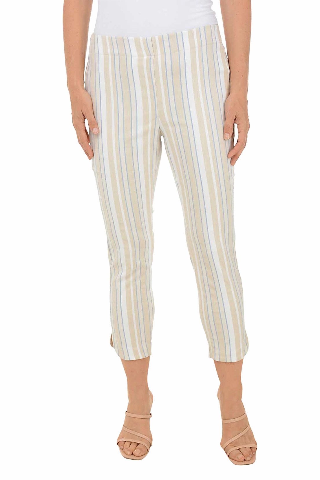Safari Striped Tulip Hem Capri Pant Comfy Material