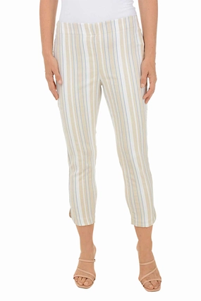 Safari Striped Tulip Hem Capri Pant Casual Active Wear Performance Ready