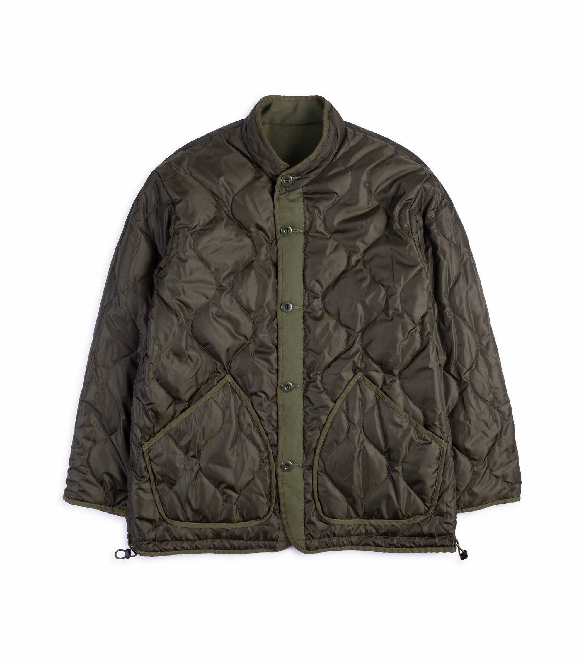 Sage de Cret Cotton Nylon Reversible Stand Collar Jacket: Olive Crisp Detail
