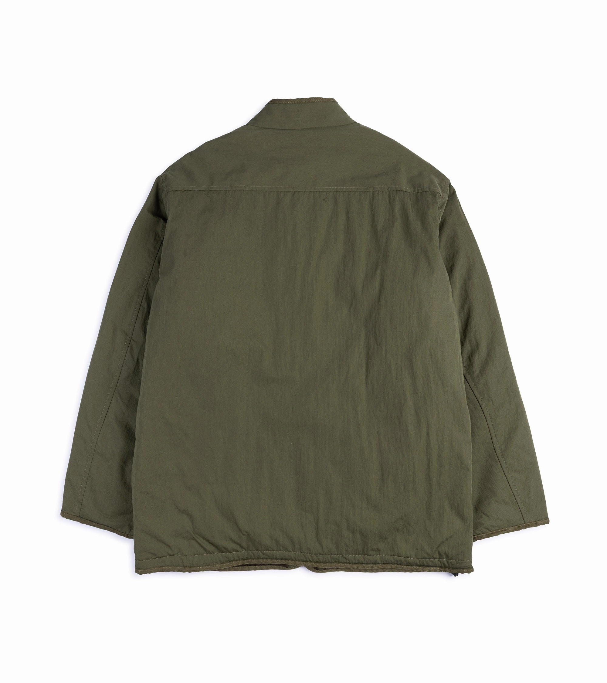 Down Filled Sage de Cret Cotton Nylon Reversible Stand Collar Jacket: Olive
