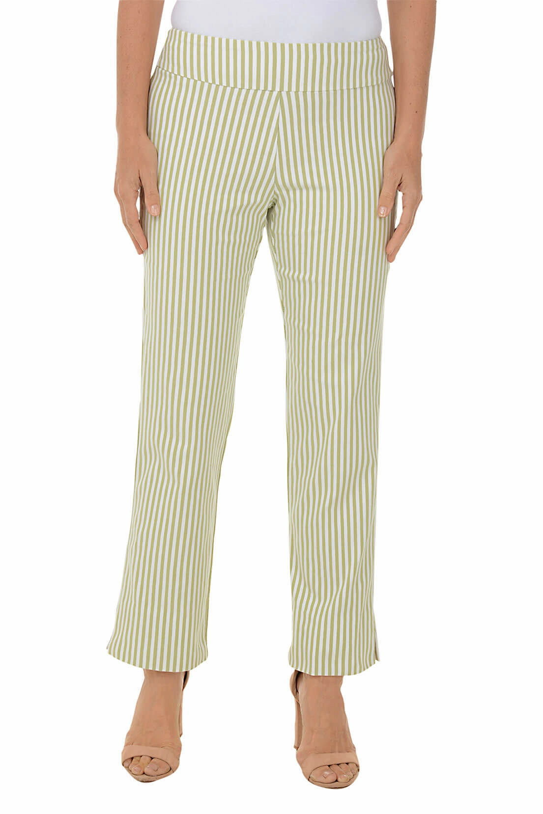 Perfectly Relaxed Sage Stripe Flared Ankle Pant