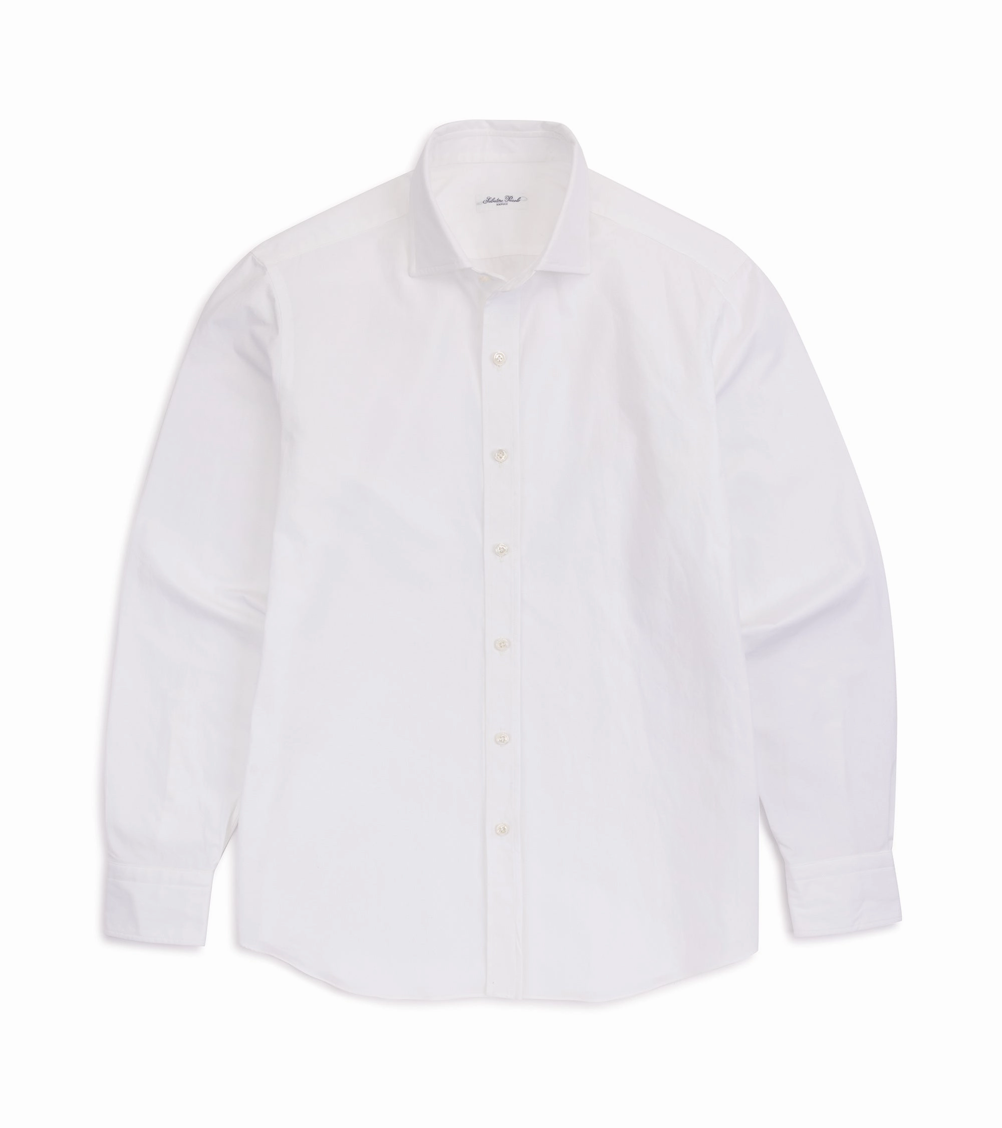 shopping spree Fitted Design Salvatore Piccolo Cotton Canvas Shirt: White