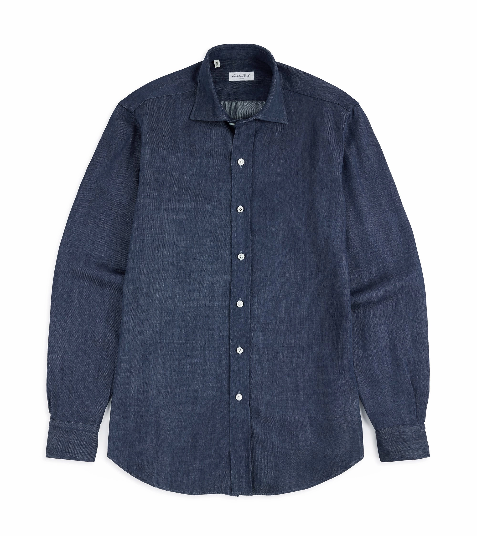 Salvatore Piccolo Lyocell Denim Shirt: Mid Blue Premium Pima Cotton