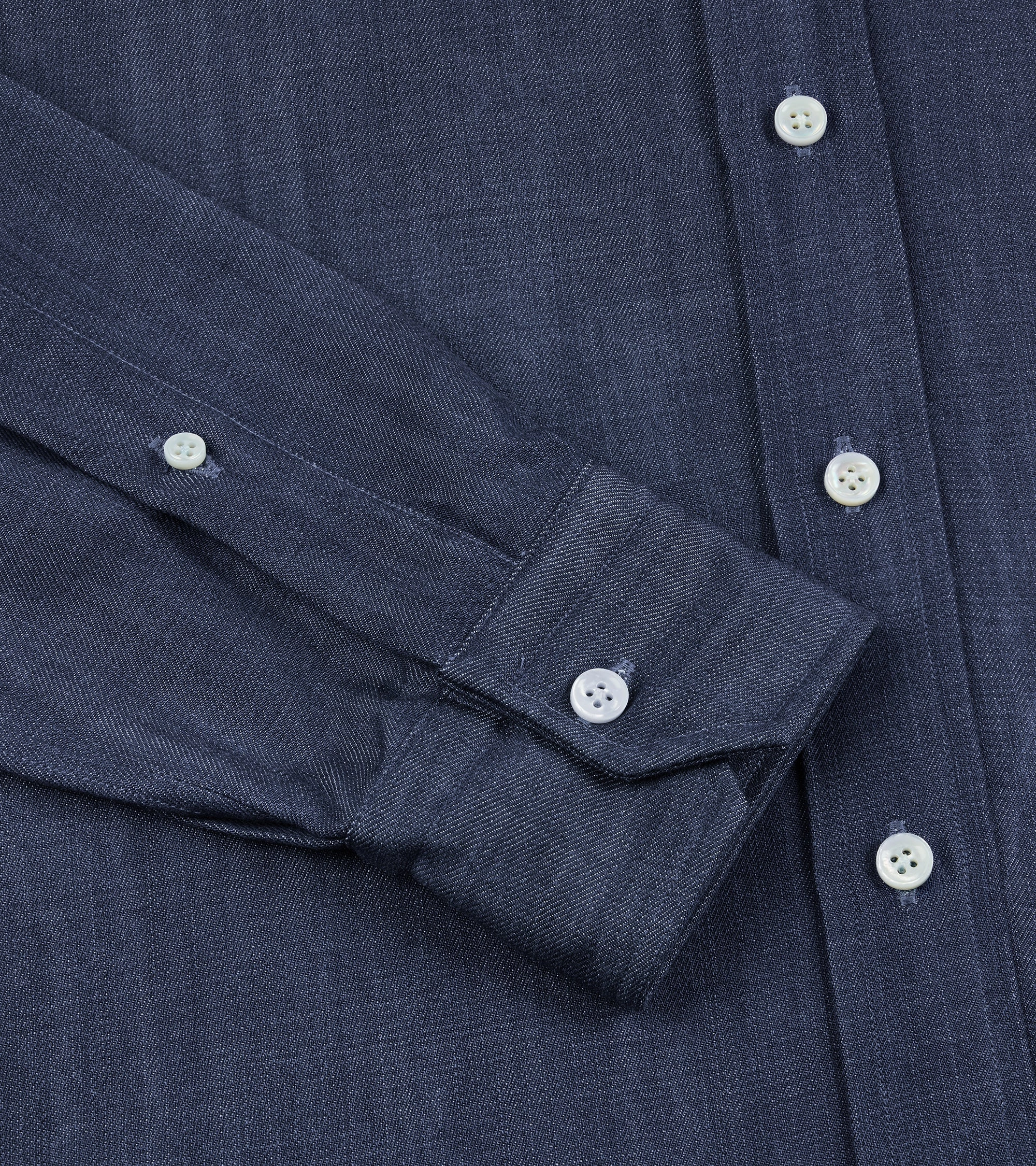 Salvatore Piccolo Lyocell Denim Shirt: Mid Blue Vibrant Hue Ventilated Back Panel