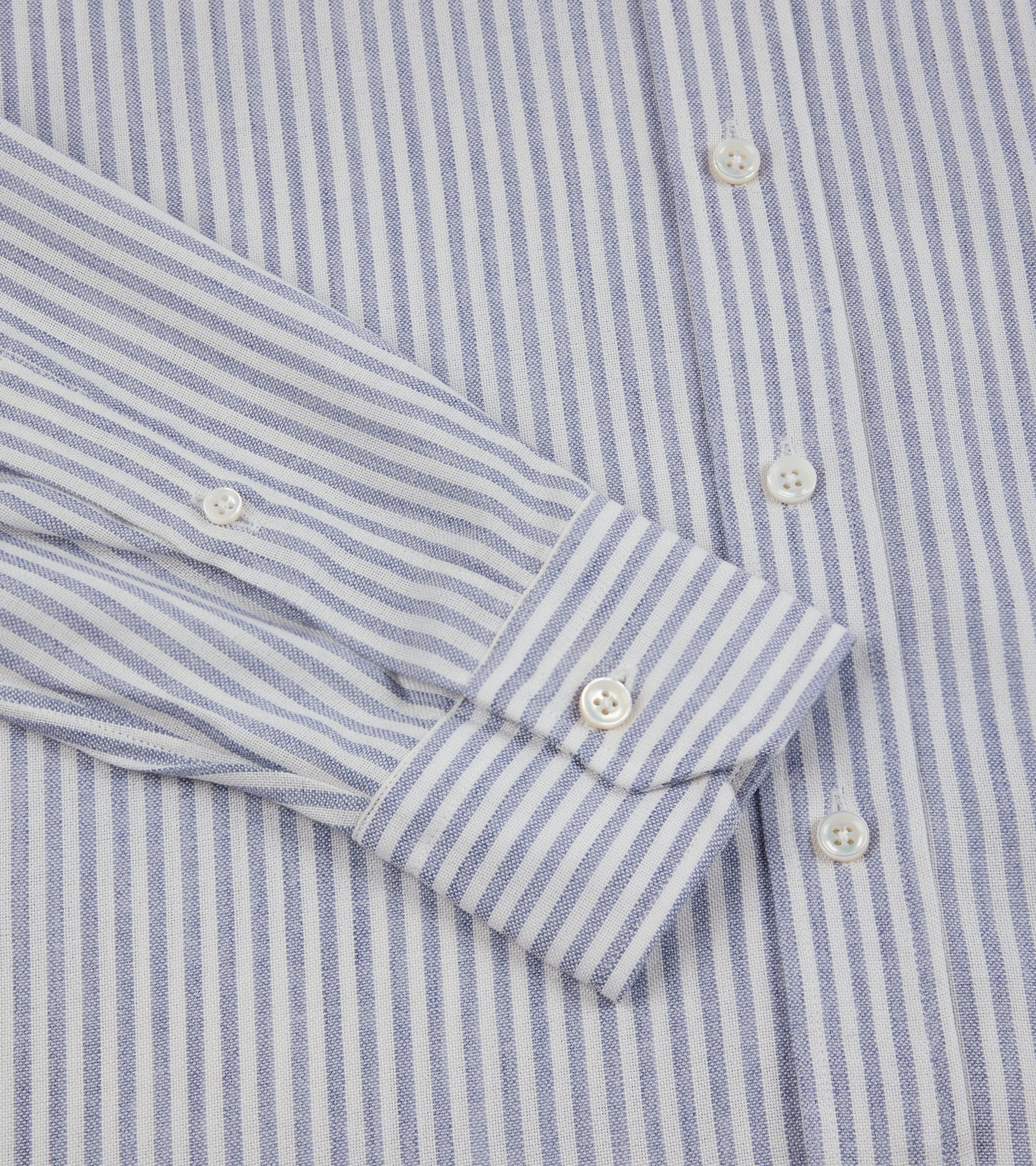 Salvatore Piccolo Modal Wool Stripe Button Down Shirt: Blue Handcrafted Detail Patterned Texture