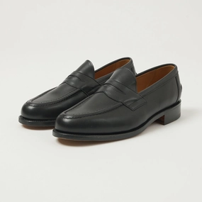 Sanders Aldwych Buttseam Penny Loafer - Black Calf Quiet Step Walk Safe