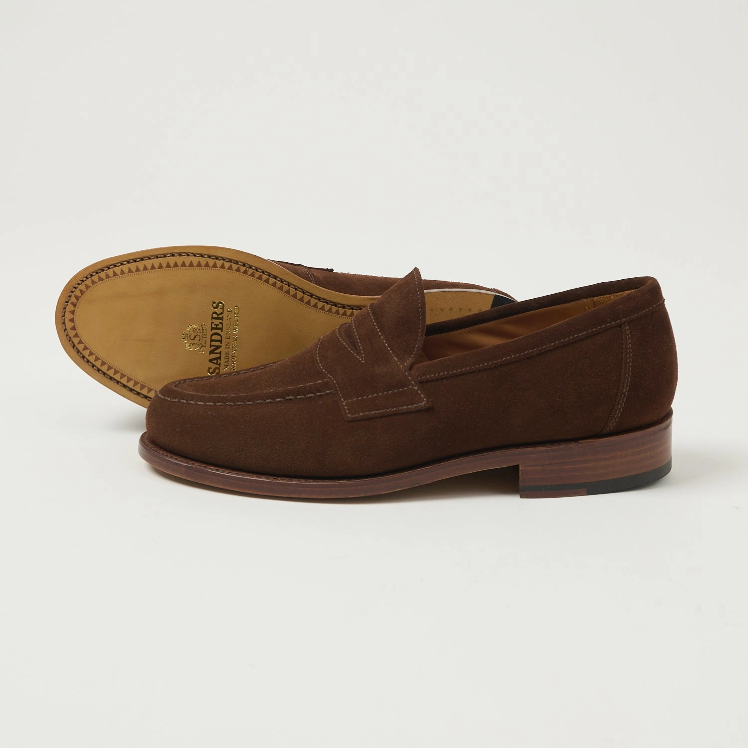 Sanders Aldwych Penny Loafer - Polo Snuff Suede Non-Slip Outsole