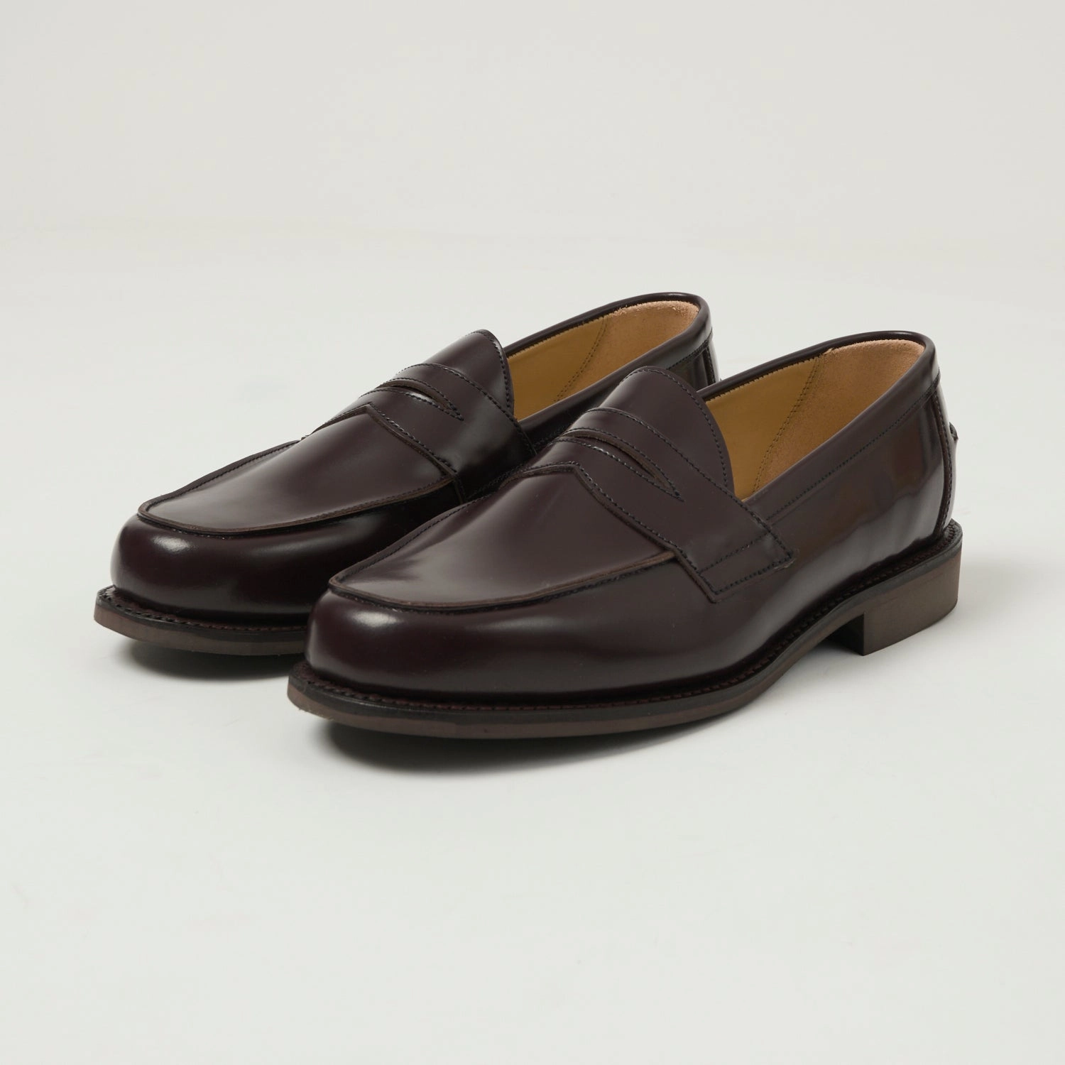 Classic Slip-On Sanders Butt Seam Loafer Shoe - Burgundy Polishing Leather