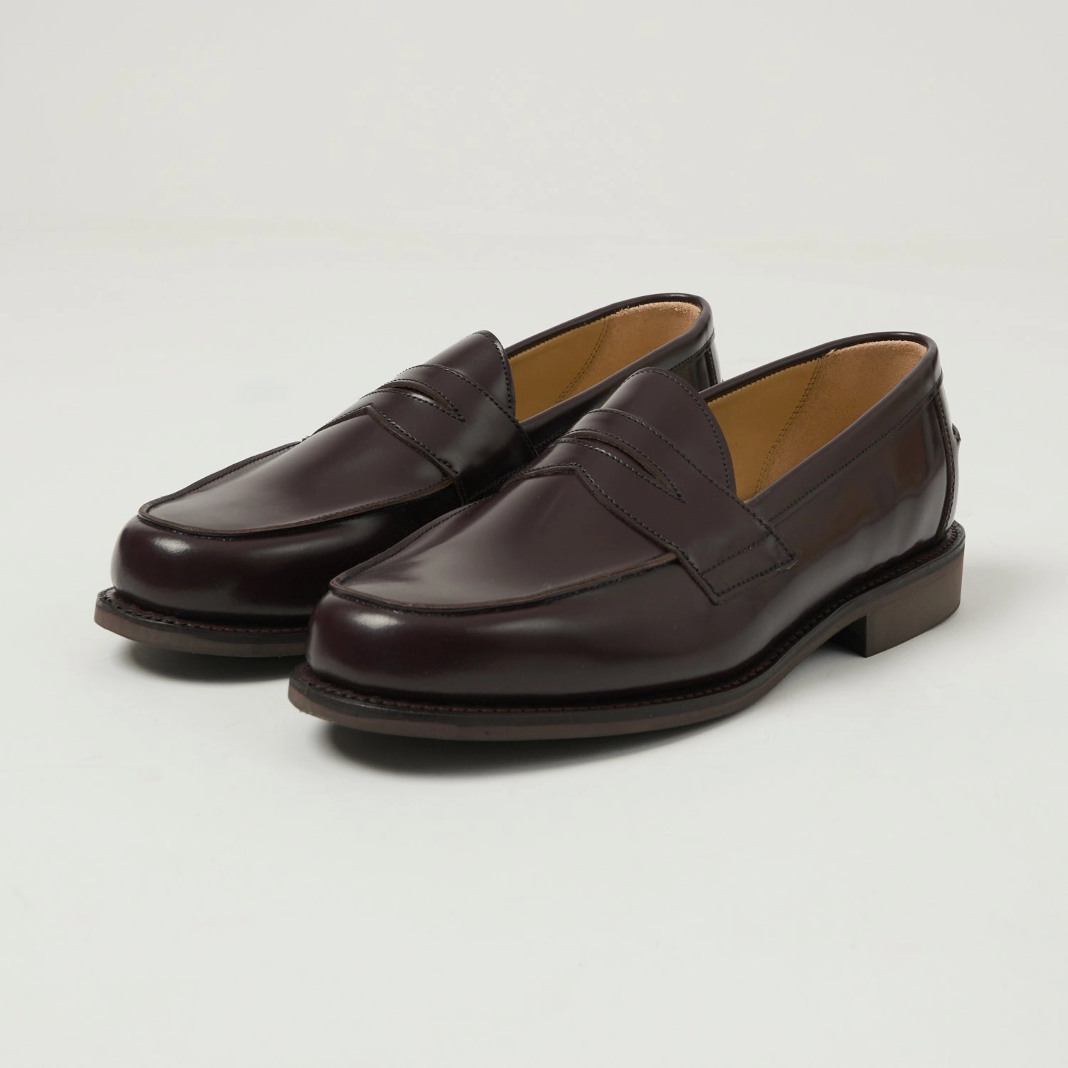 Sanders Butt Seam Loafer Shoe - Burgundy Polishing Leather Lightweight Design