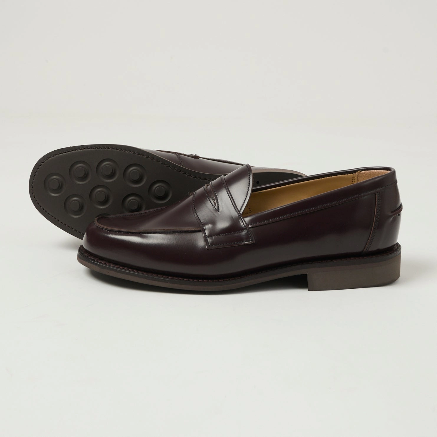Sanders Butt Seam Loafer Shoe - Burgundy Polishing Leather Elegant Step