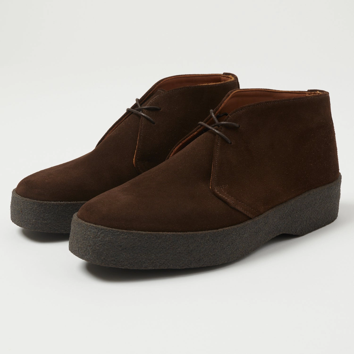 Soft Power Metallic Buckle Sanders Japan Collection Brit Chukka - Chocolate Brown Suede
