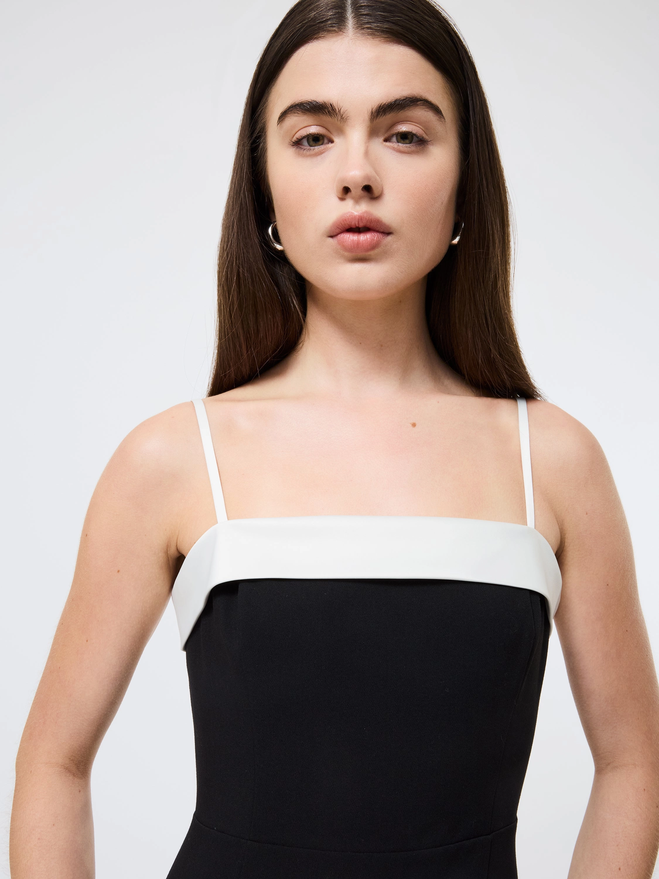 Satin Contrast Foldover Mini Dress Curvy Glam Simple Shape