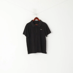 Camping attire Schott N.Y.C Men L Polo Shirt Black Fit Cotton Detailed Buttons Classic Top