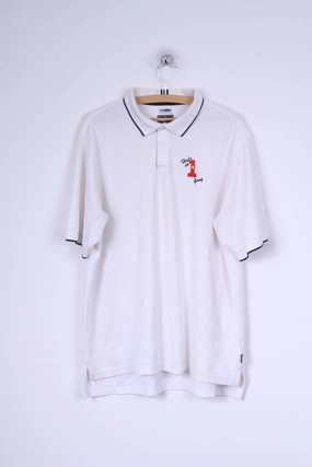 Adidas Mens XL Polo Shirt White Climalite Stretch Cotton Hole in 1 gang Eye-Catching Flexible Fit