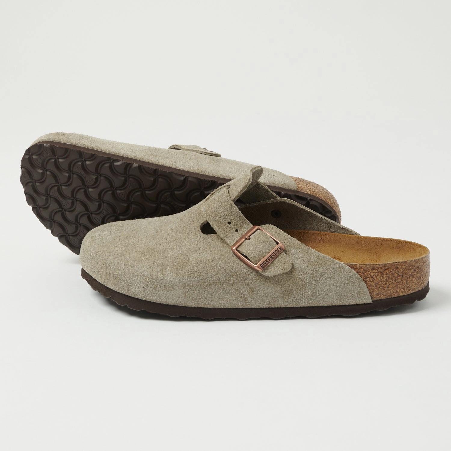 Birkenstock Boston Suede Leather Shoe - Taupe Adjustable buckle