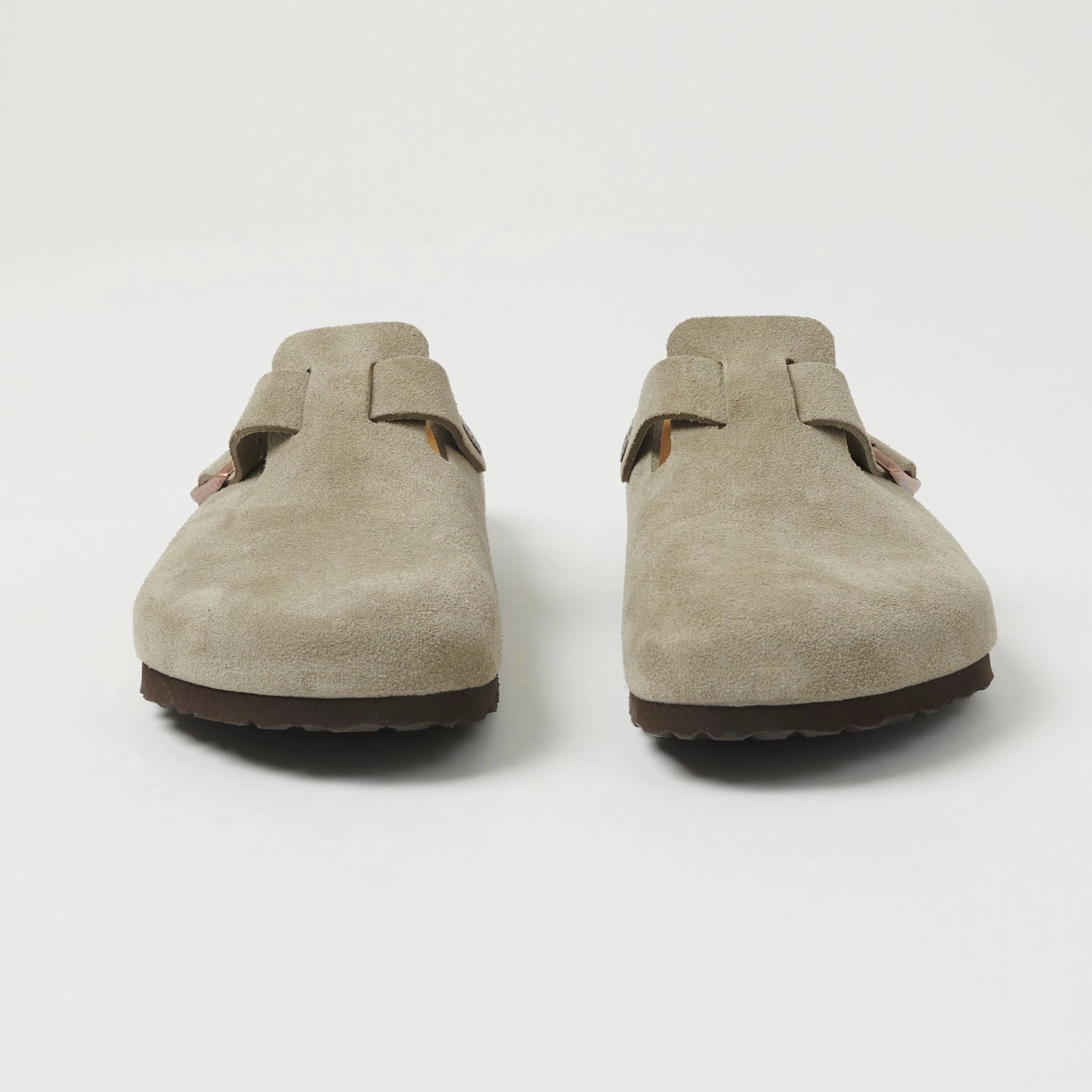 Outdoor Flats Metal Shine Birkenstock Boston Suede Leather Shoe - Taupe
