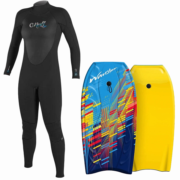 Women's Wetsuit & Bodyboard Package ThermalProtection AntiSlip Shoulder Grips
