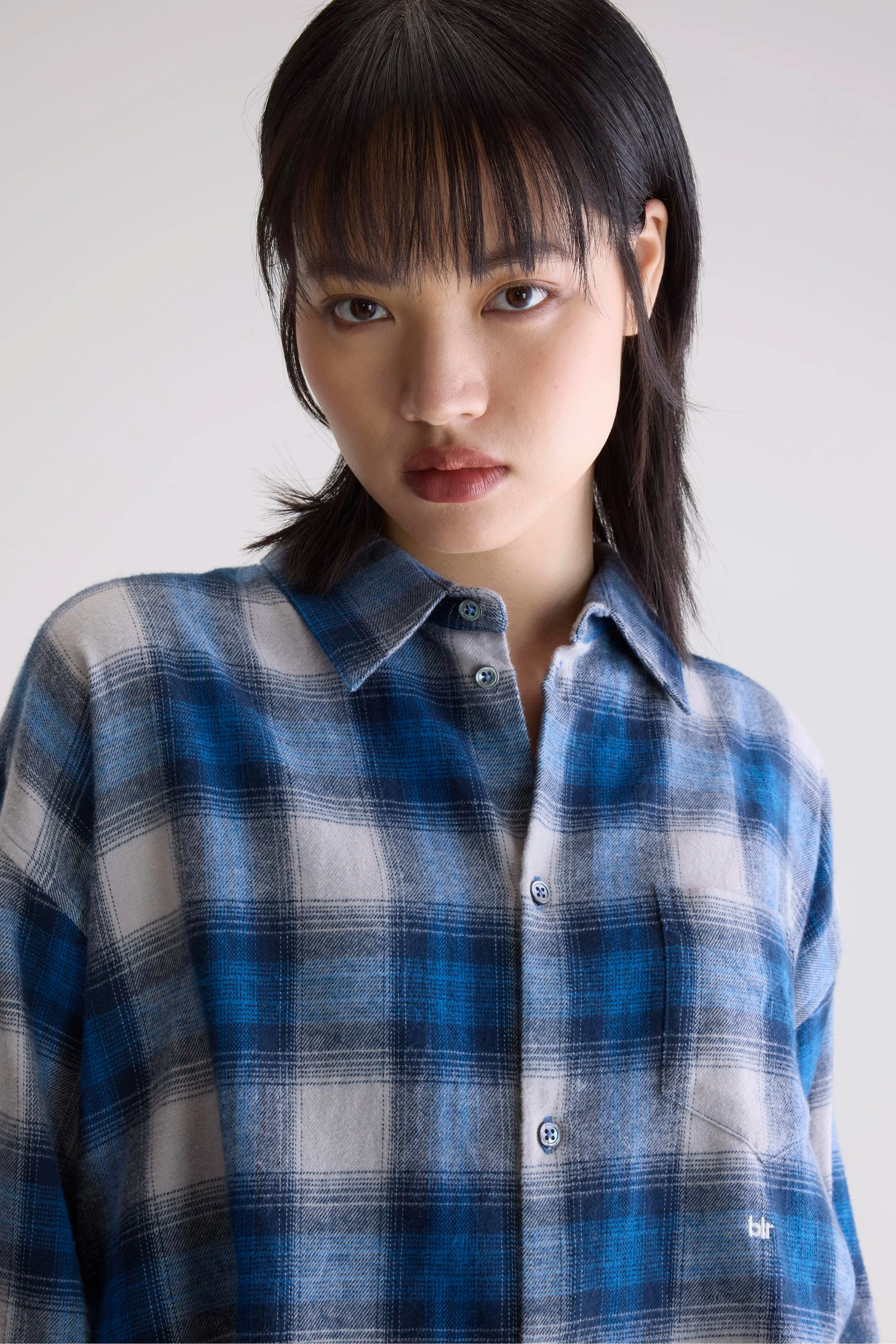 Kraft cropped shirt (252 / W / CHECK A) Work Wear
