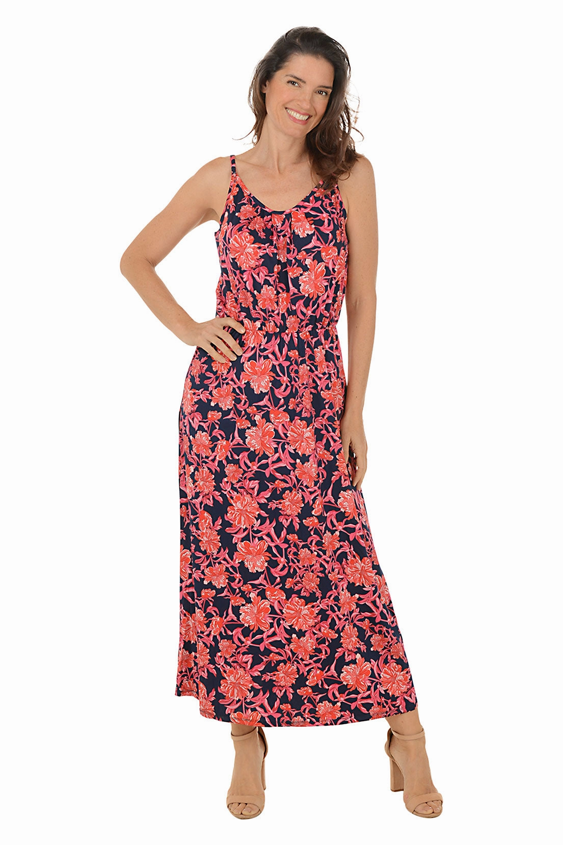 Refined Aesthetic Baby-Shower Chrysanthemum Sleeveless Maxi Dress