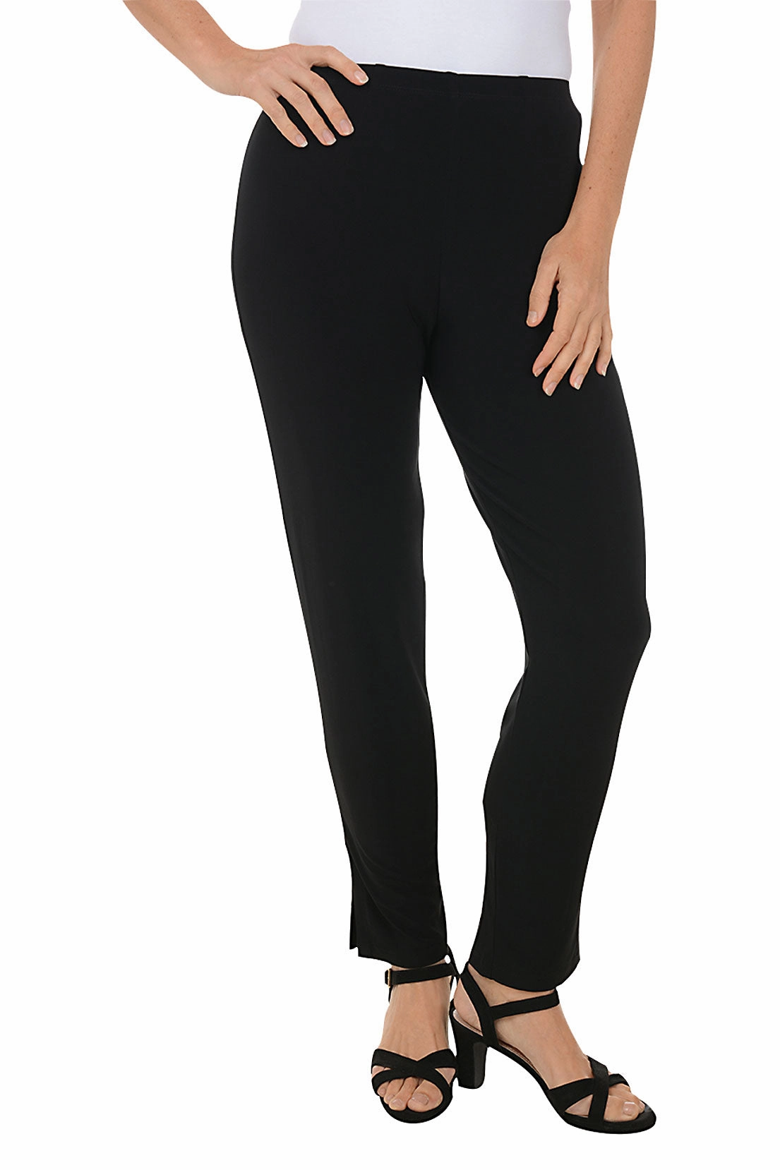 Non Restrictive Cut Side Slit Pull-On Ankle Pant