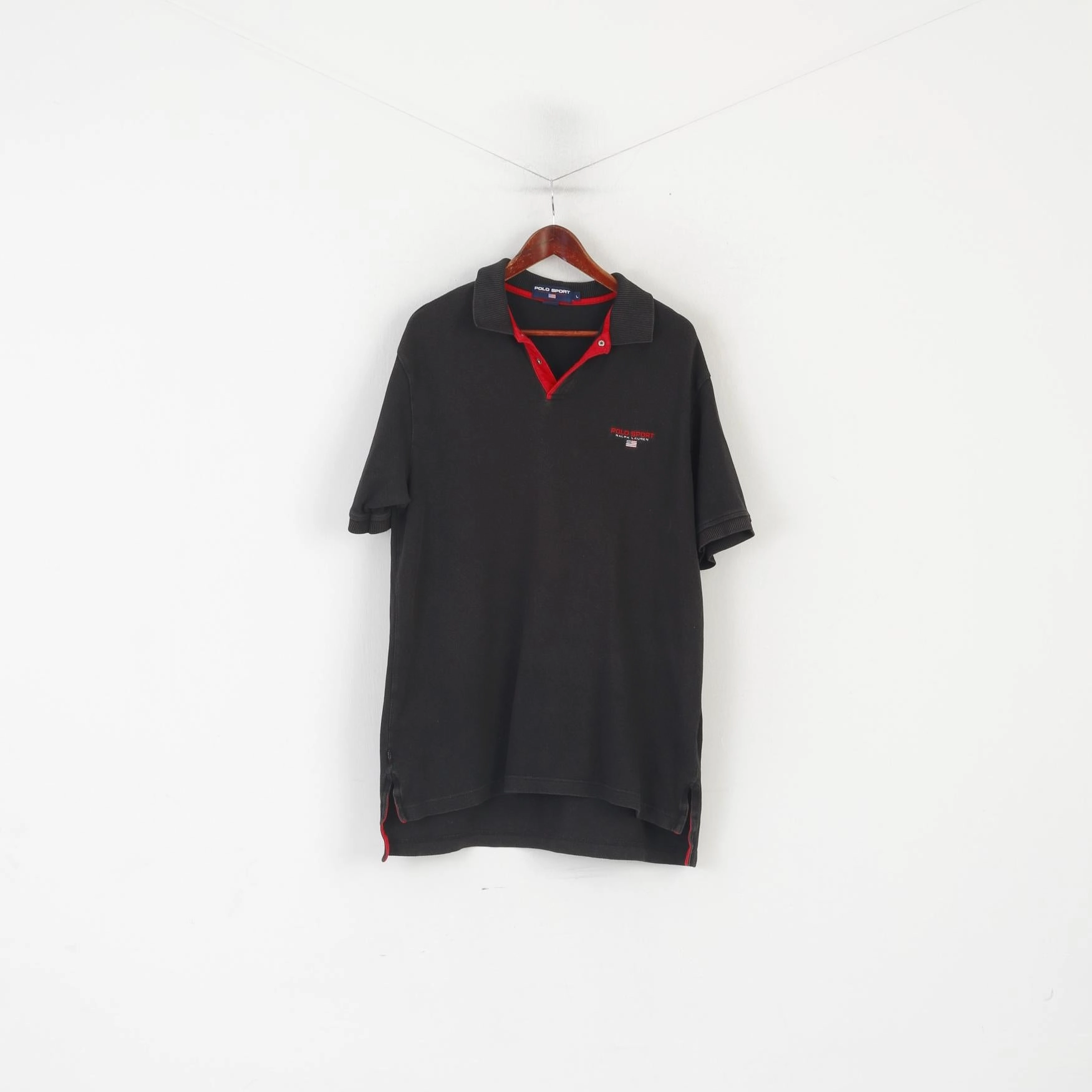 Weekend Trend Stylish and Cozy Polo Sport Ralph Lauren Men L Polo Shirt Black Cotton Vintage Stretch Classic Top