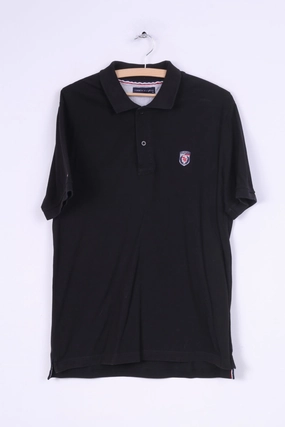 Travel Essential Tommy Hilfiger Mens XL Polo Shirt Black Summer Short Sleeve Cotton