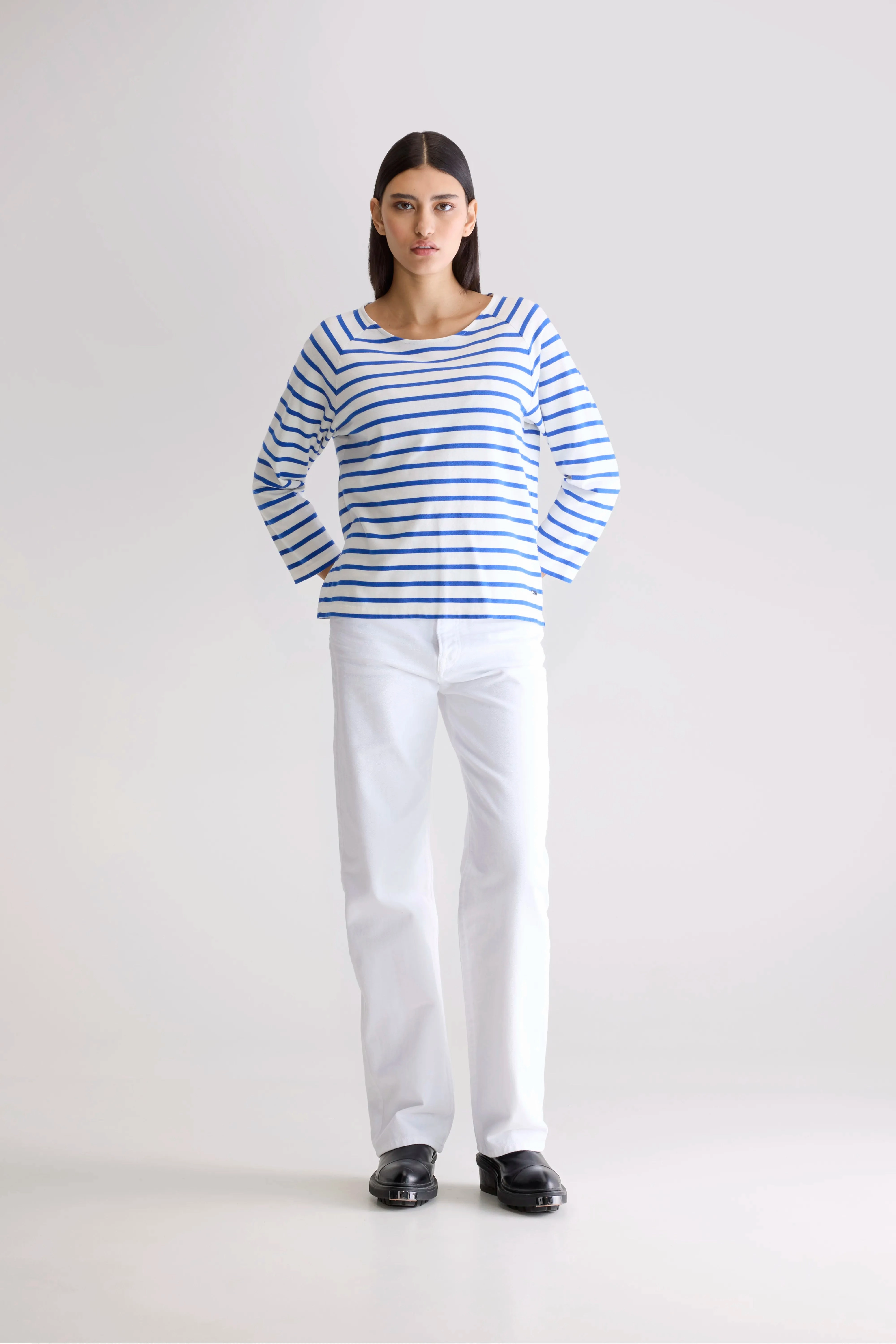 Personalized Maow crew-neck t-shirt (252 / W / STRIPE C)