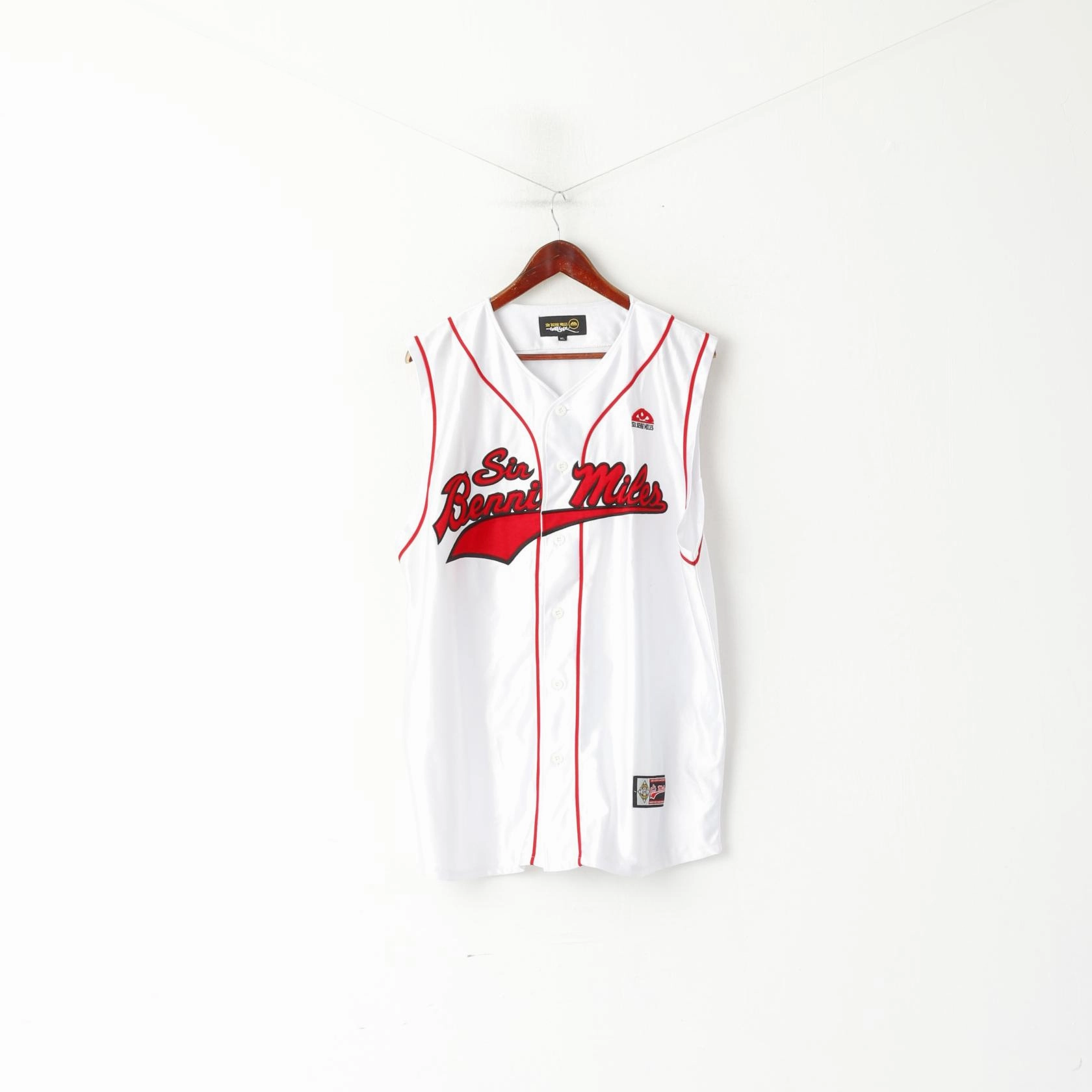 Eco Certified Fiber Durable Ribbed Hem Sir Benni Miles Men XL Shirt White Shiny Limietd Edition Team Sport Jersey Vest