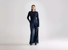Sixtine tailored trousers (252 / W / NAVY) EcoFriendlyMaterial Freedom Fit